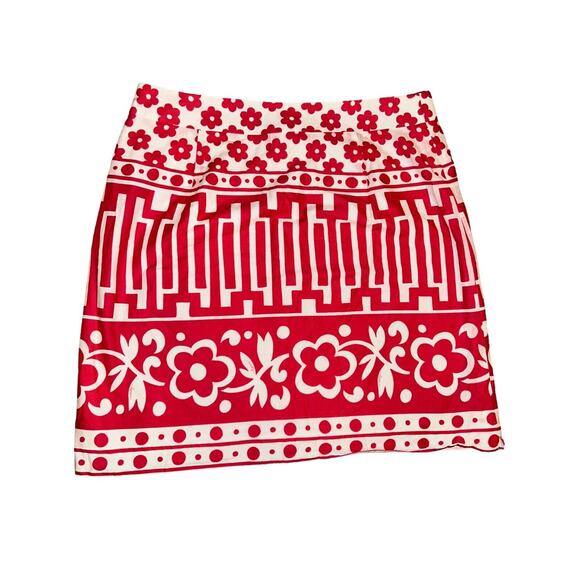 Milly Of New York Women's Pink & White Floral Geometric Mini Skirt Sz‎ 10 - Picture 6 of 7